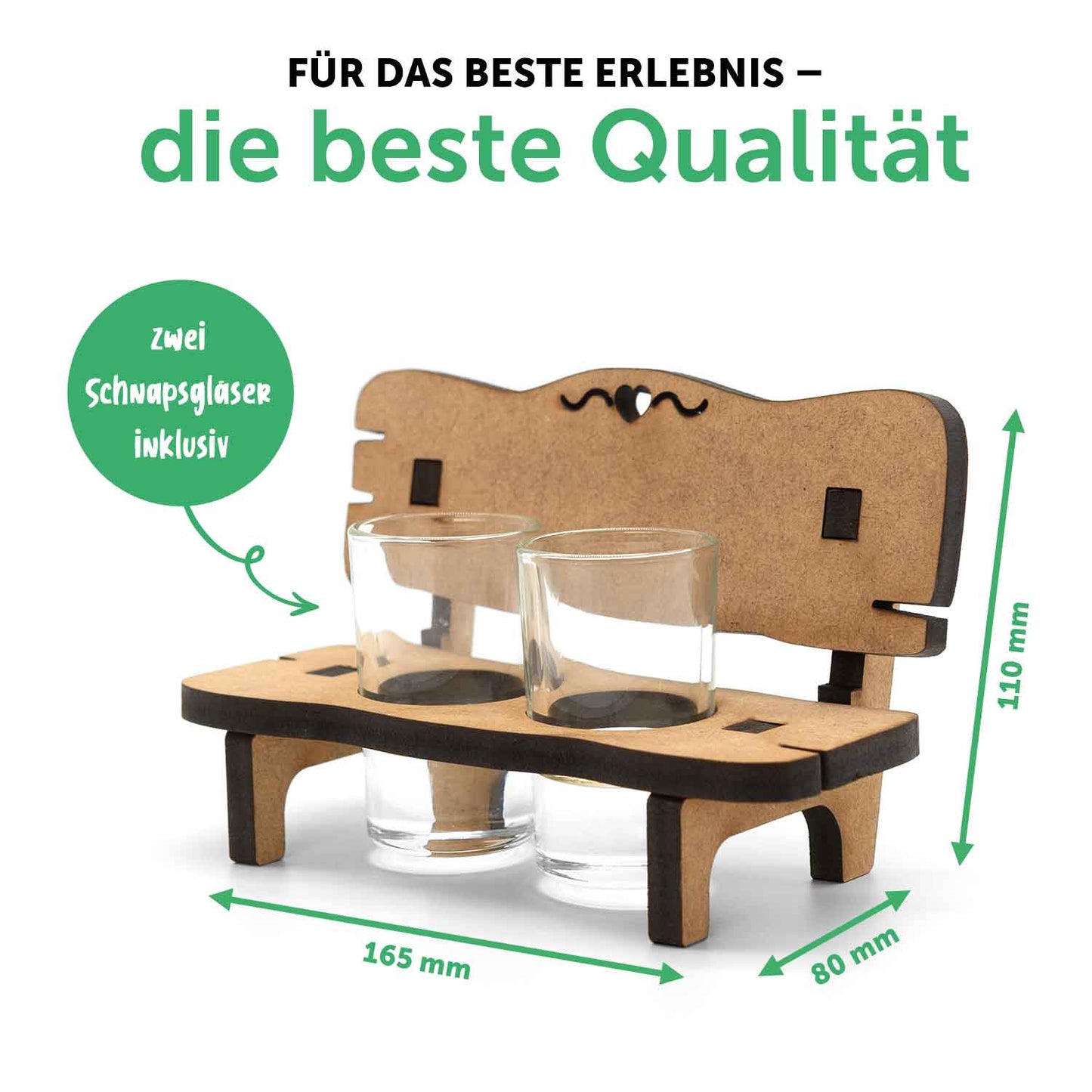 Gravierte Schnapsbank im Schluckimpfung Design + 2 Schnapsgläser