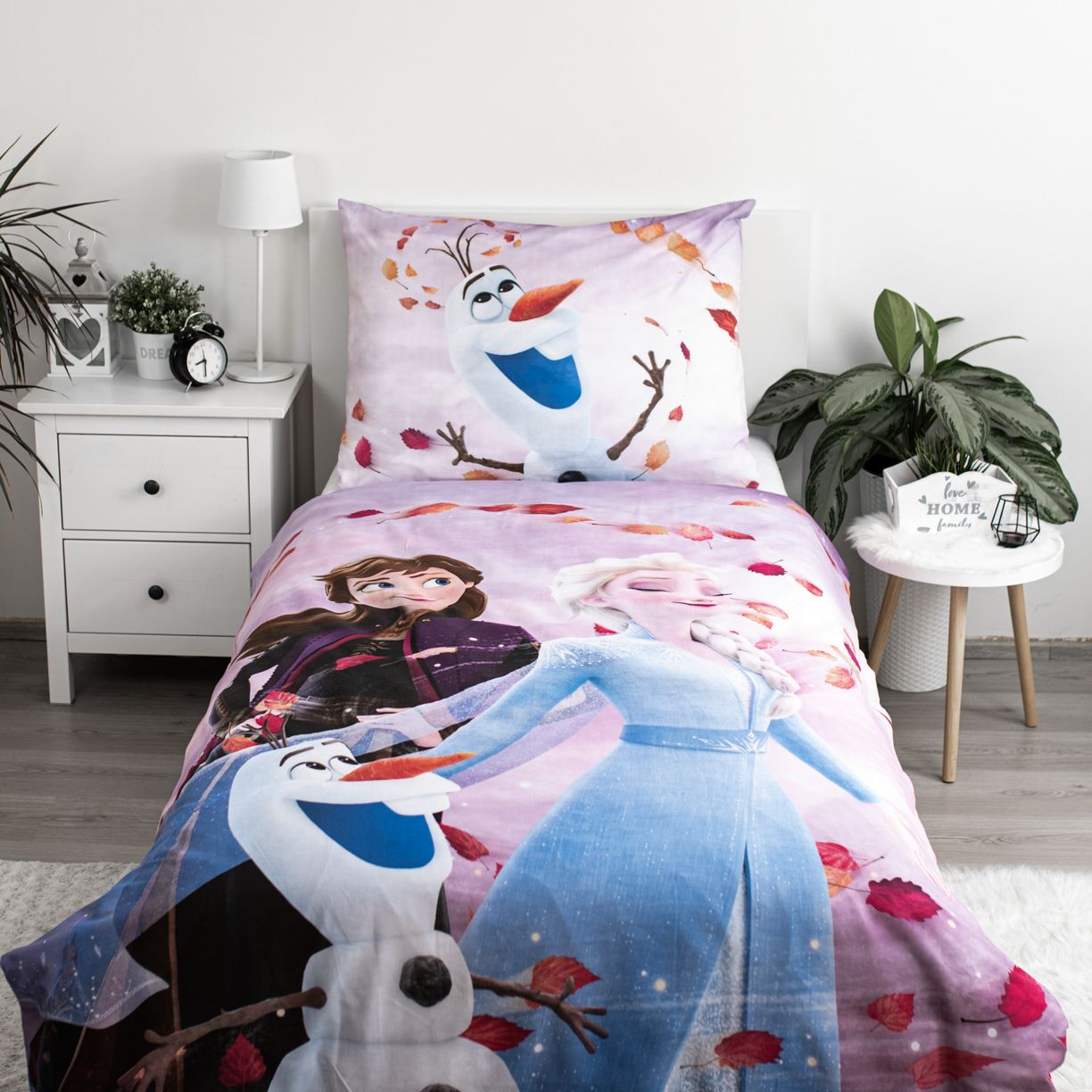 Frozen Anna & Elsa Bettwäsche - 140x200 cm Baumwolle Kissen und Decke