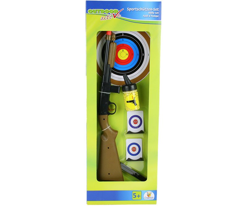 Kinder Sportschützen Set Spielzeug Gewehr + Munition + Zielscheibe Kugelgewehr
