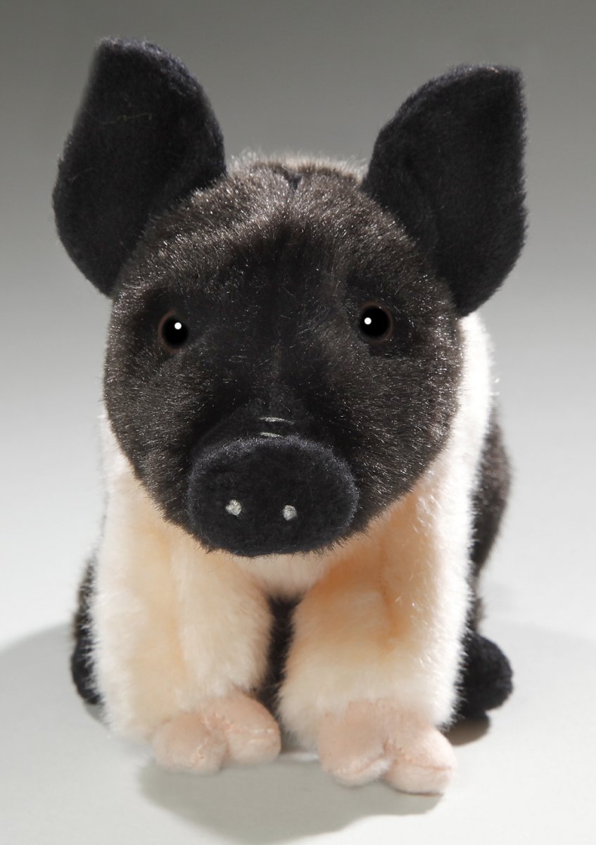 Schwein schwarz-rosa sitzend ca. 18 cm