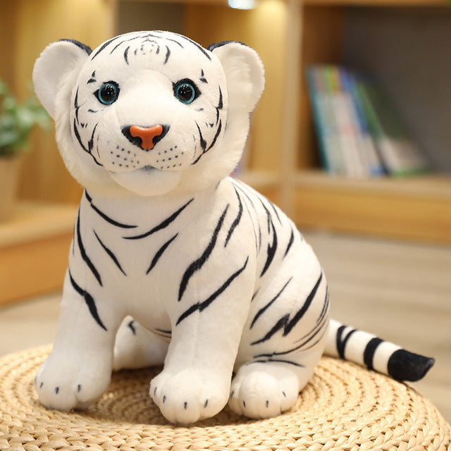 Baby Tiger Leopard Kuscheltier - 22 cm Plüschtier weiß Stofftier