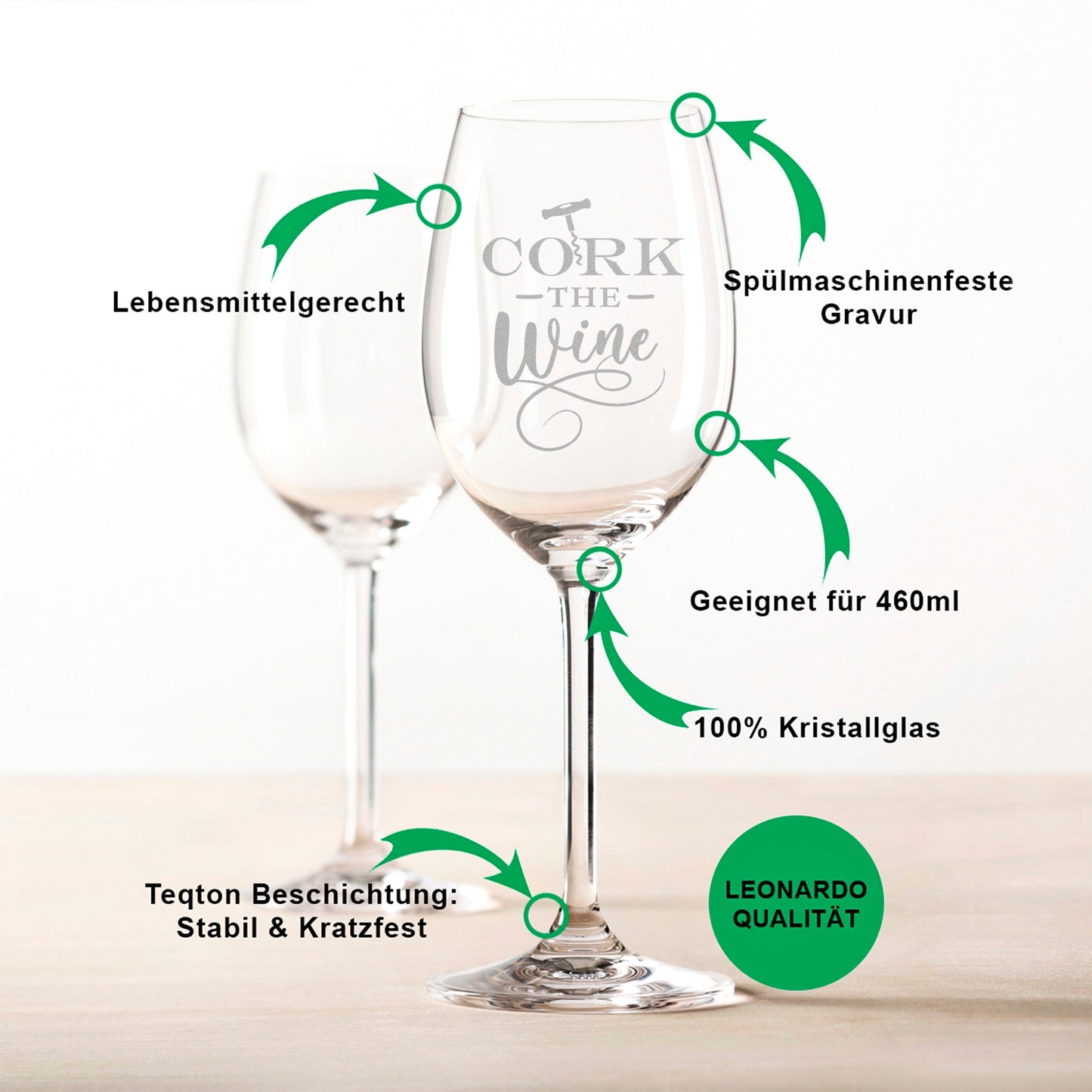 Leonardo Weinglas mit Gravur "Cork The Wine"
