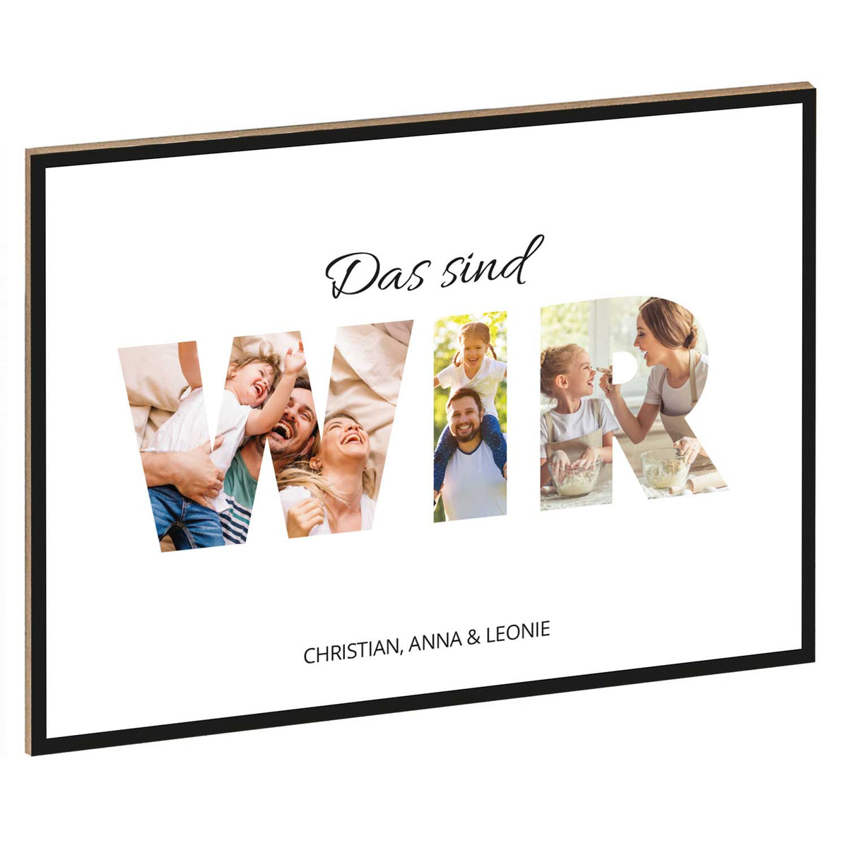 Holzschild mit Foto - Familie - Fotoschriftzug mit Namen zum Selbstgestalten