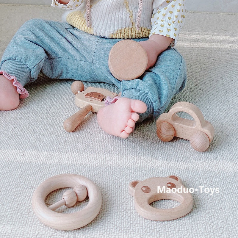 Beste Wünsche Baby Box - Geschenkbox – Rassel, Lern- & Greifspielzeug für Babys (8-in-1 Holzspielzeug)