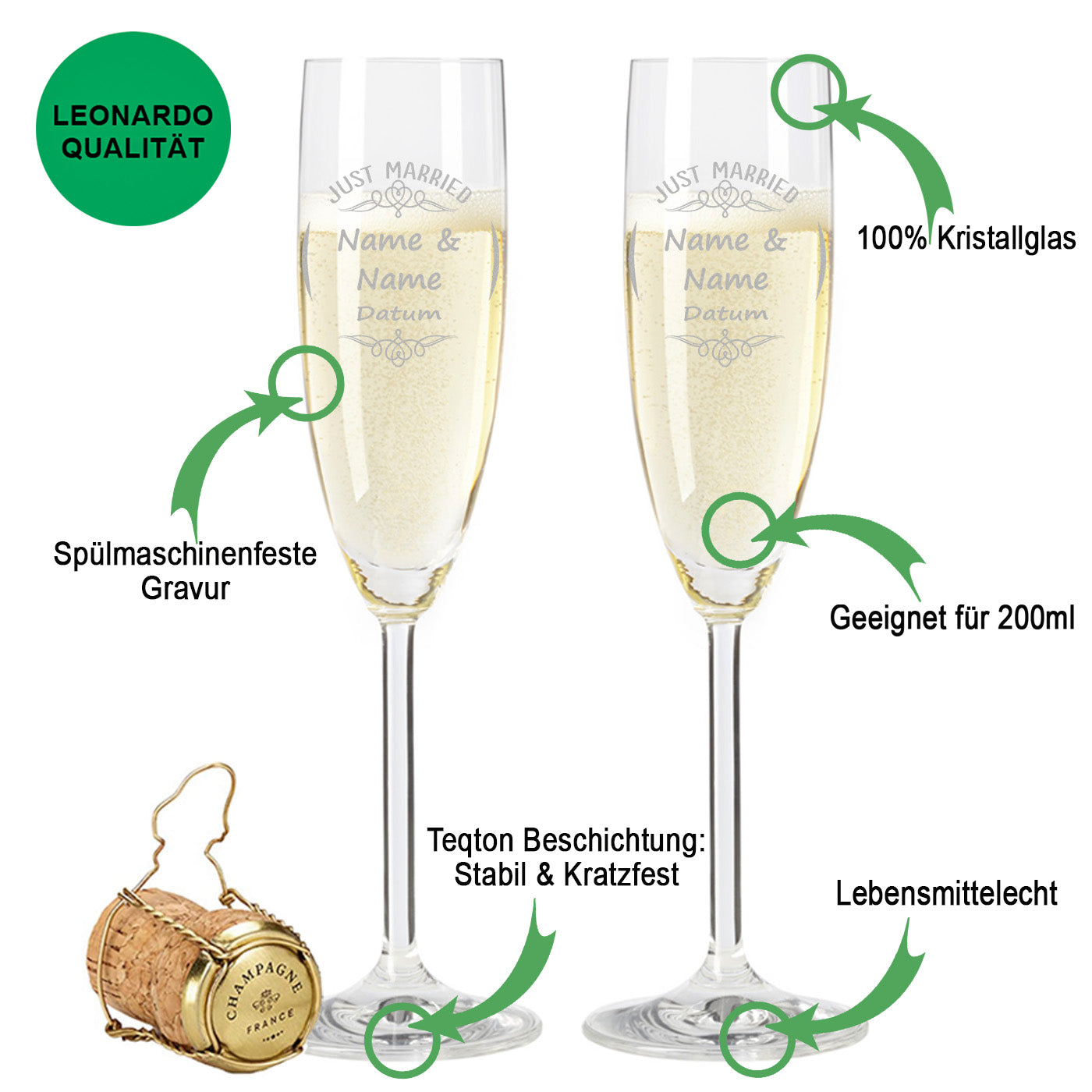 Leonardo Sektgläser mit Gravur "Just Married"