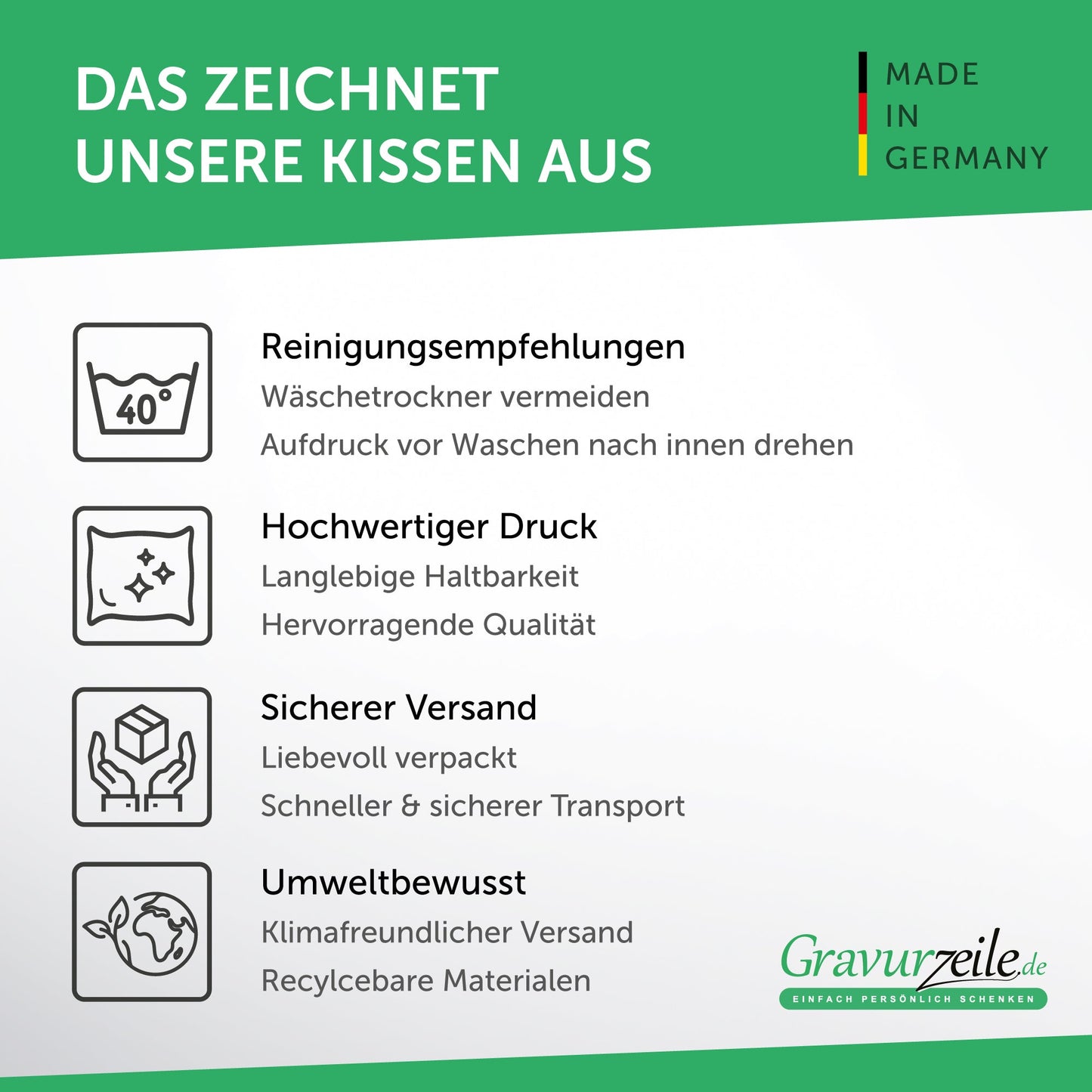 Bedrucktes Kissen mit Motiv Ein Leben lang an deiner Seite
