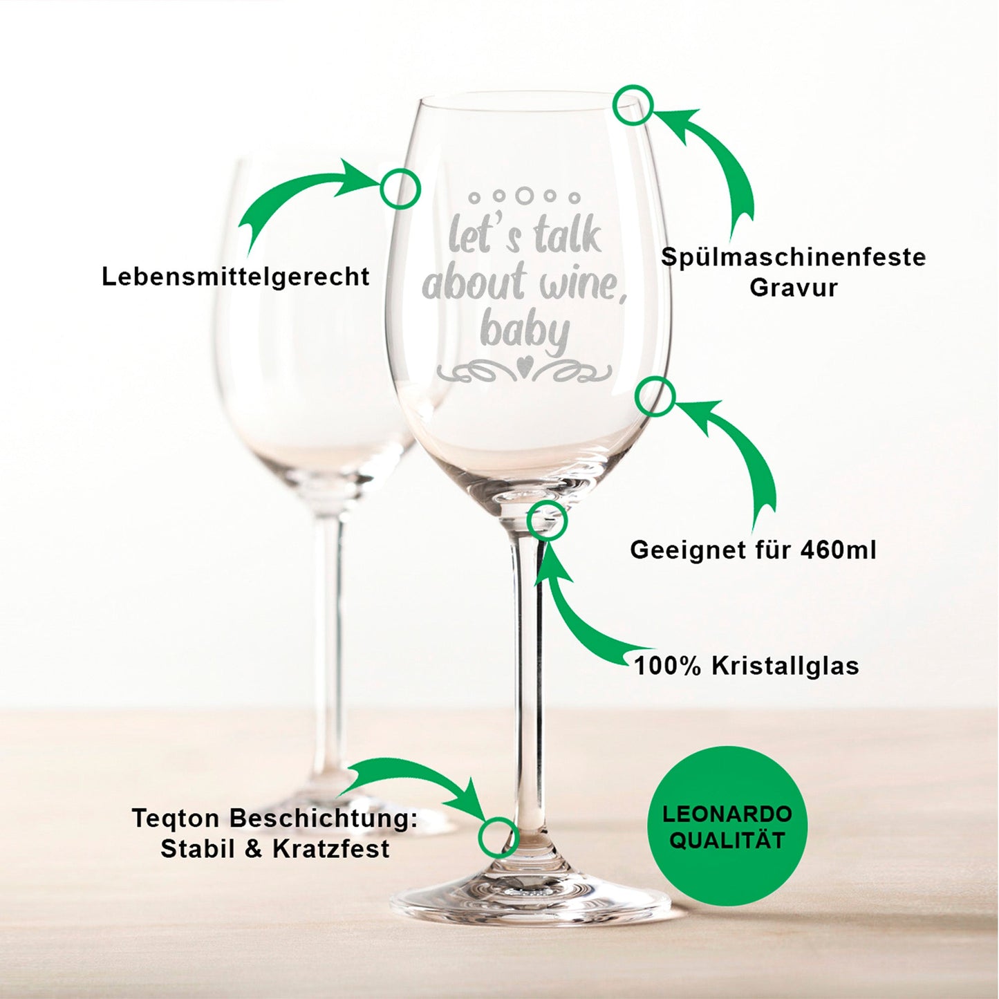 Leonardo Weinglas mit Gravur "Let´s talk about wine baby"