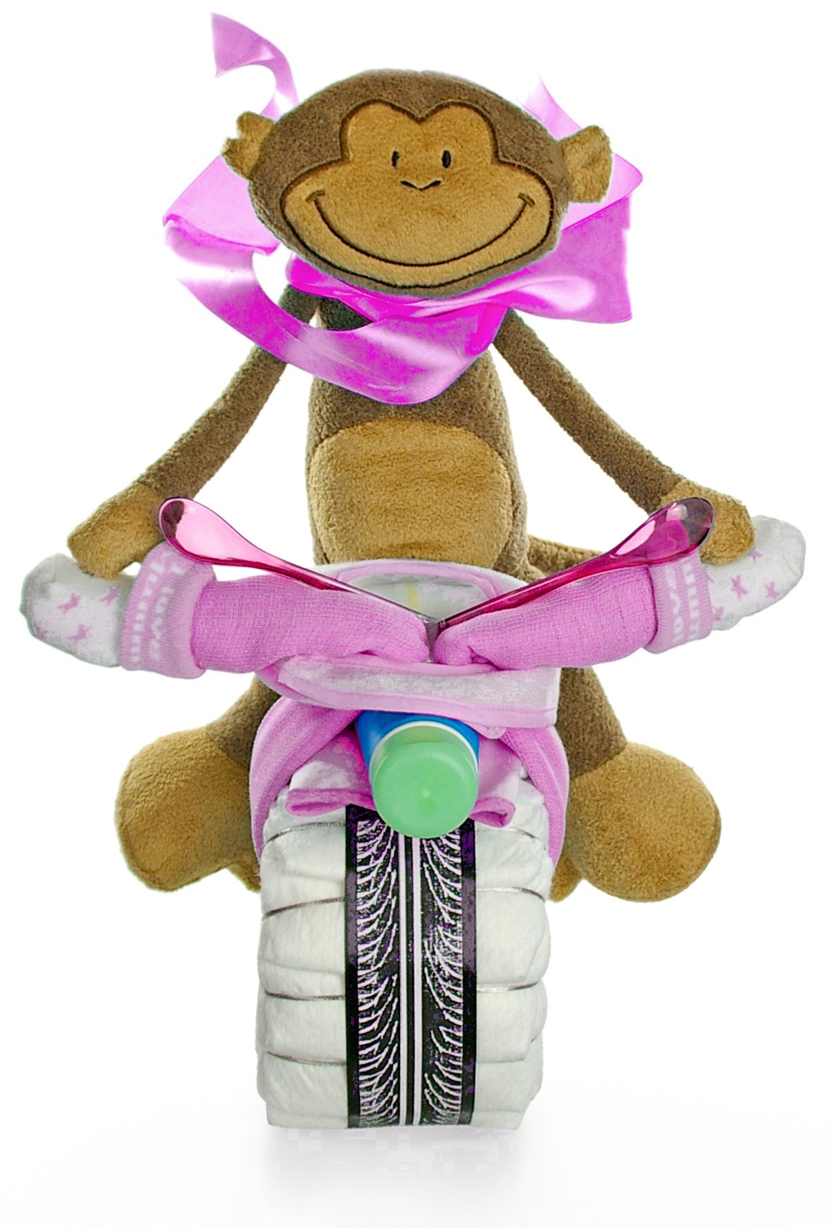 Windelmotorrad rosa – Windeltorte Geschenk zur Geburt