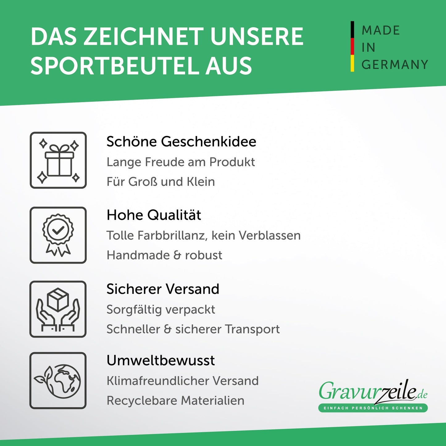 Bedruckter Turnbeutel mit Spruch Sachen Reintuding