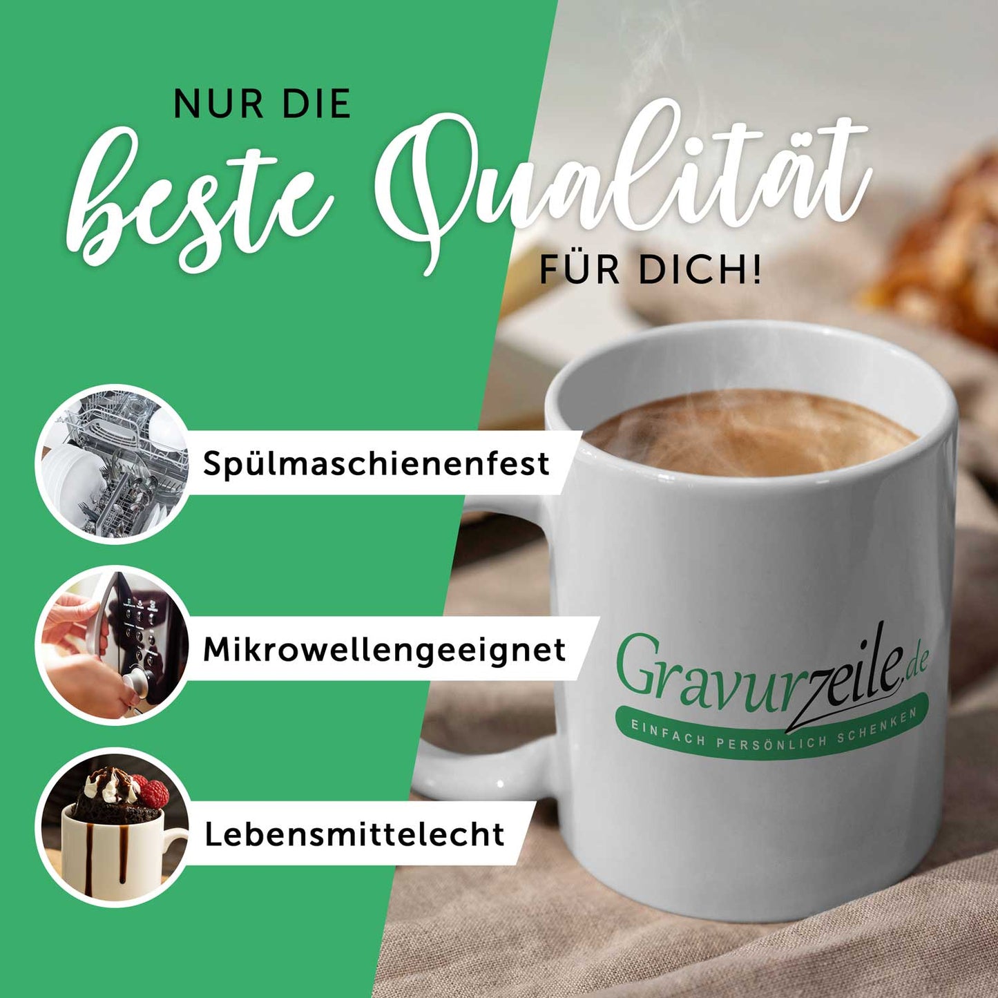 Bunte bedruckte Tasse von GRAVURZEILE mit Spruch „Ich wünschte das wäre ein Bier“ auf weißem Hintergrund.