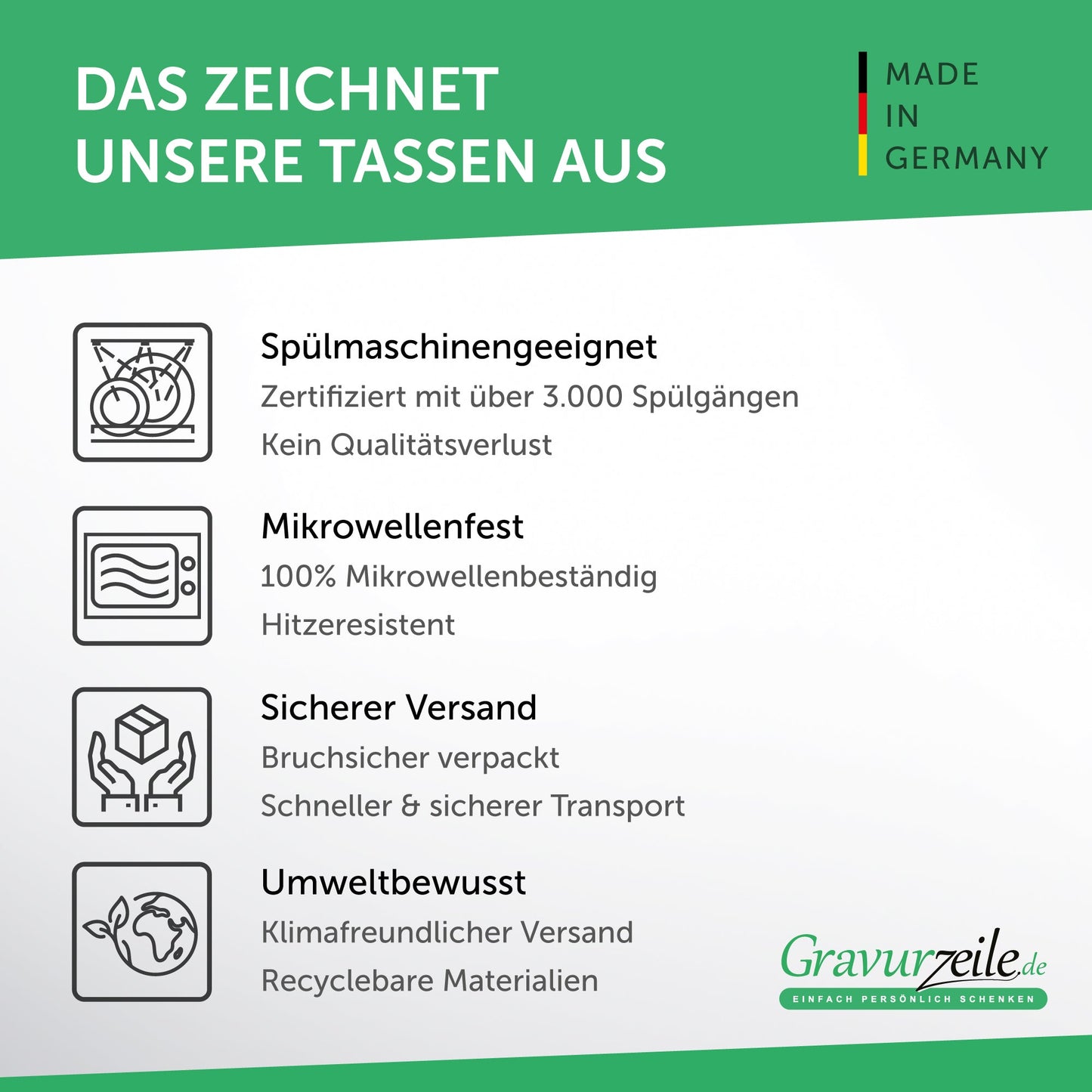 Gedruckte GRAVURZEILE Tasse mit Spruch, Geschenk für Mama, weiße Keramiktasse mit bunter Aufschrift auf weißem Hintergrund