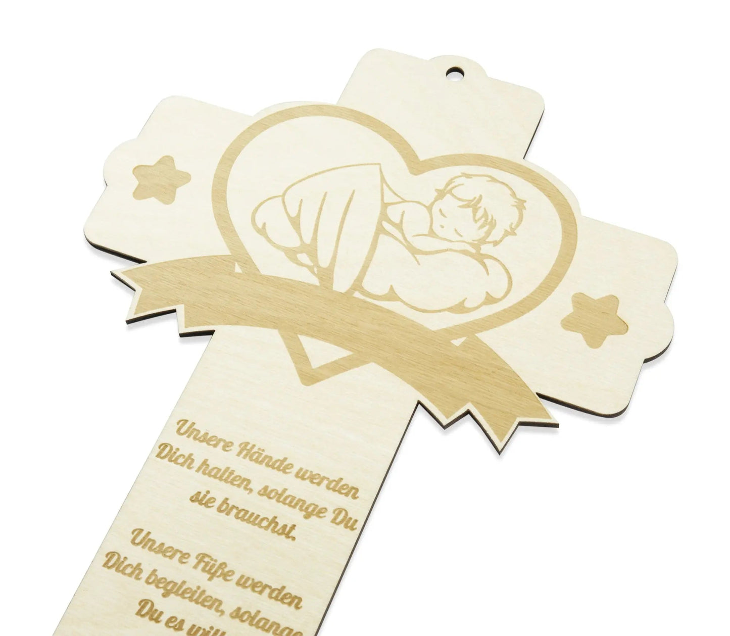 Taufkreuz aus Holz im Wolke 7 Motiv - Toyplace24.de