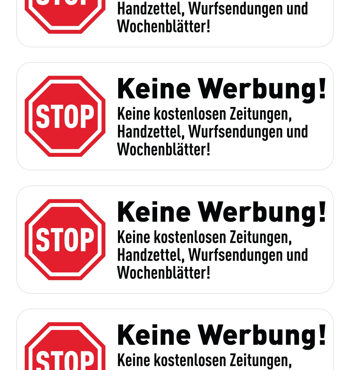 Aufkleber "Keine Werbung" 10x Stück - Toyplace24.de