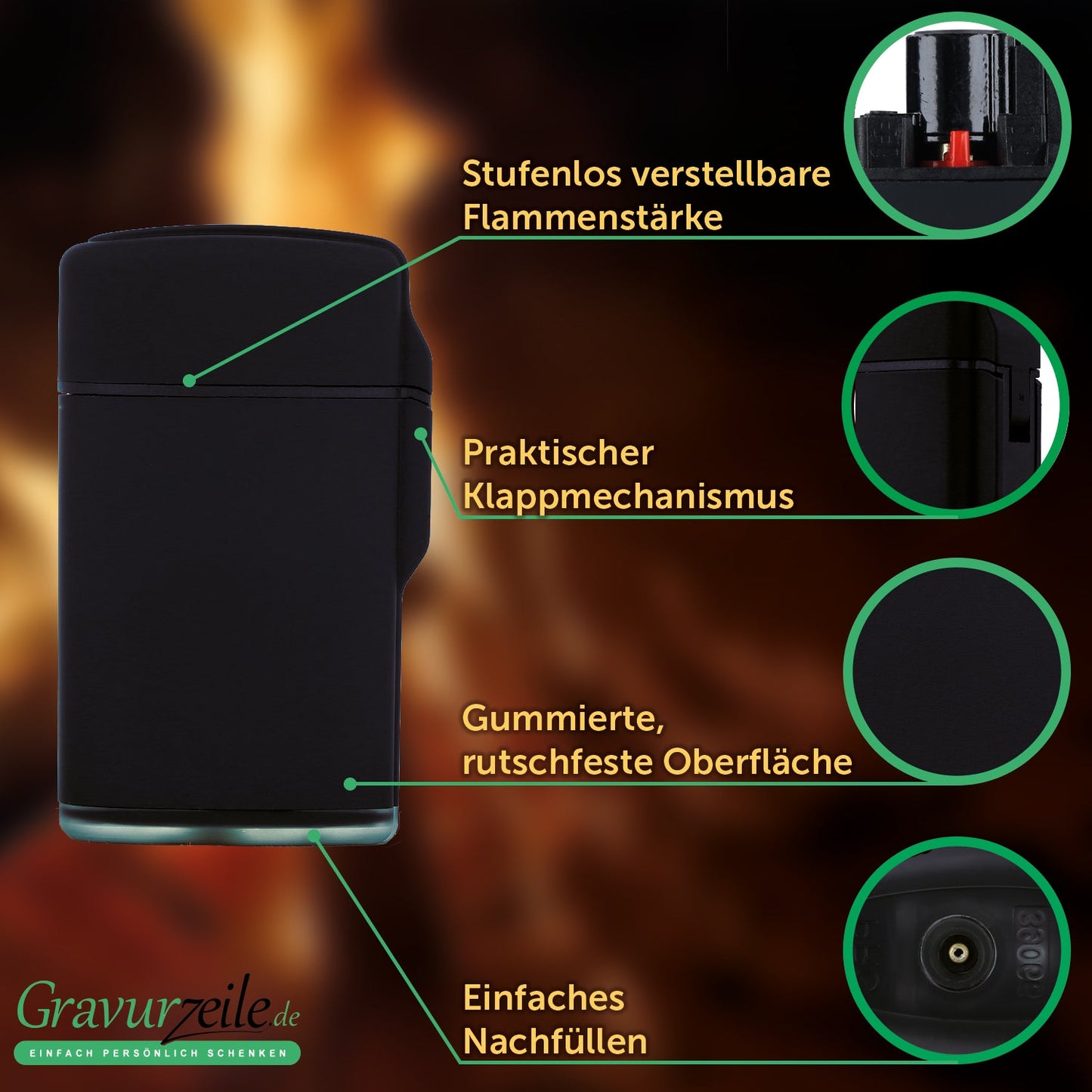 Elektrisches Feuerzeug personalisiert mit eigenem Text und Foto