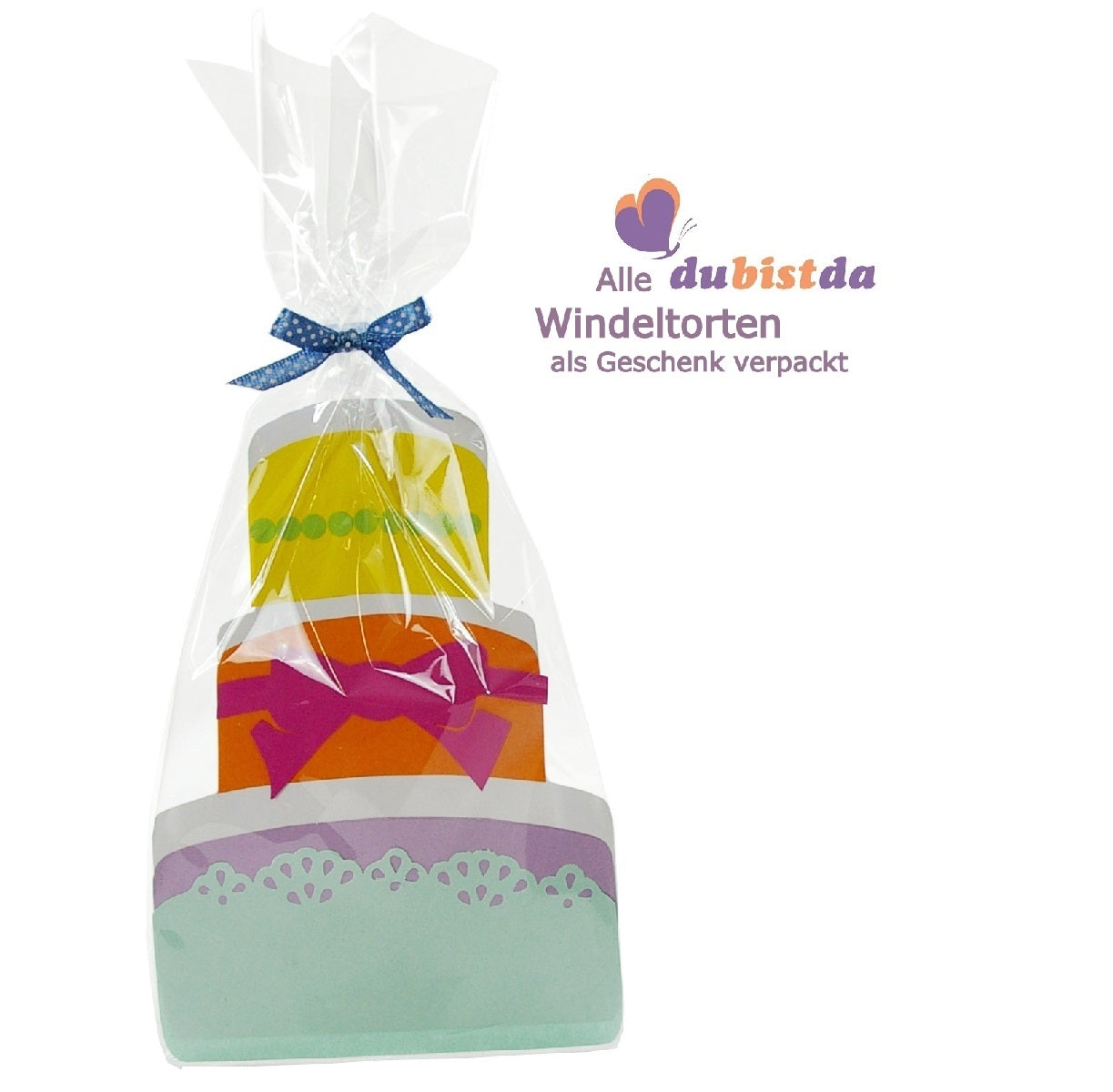 Windeltorte Babybooties | 3-stöckig blau