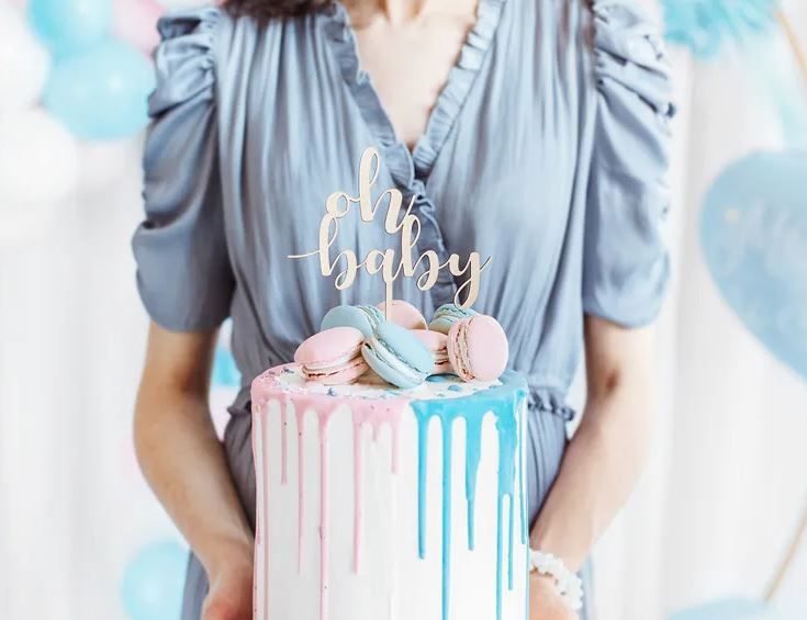 Cake-Topper „oh baby" aus Holz, 17 cm
