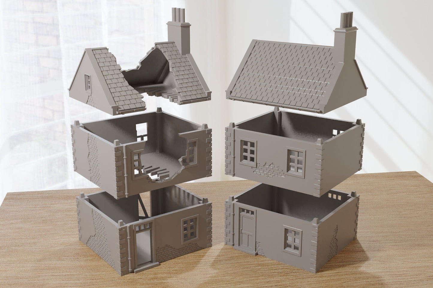 Destroyed or Intact - Normandy French Village Set (VOLUME 2) - Tabletop Wargaming WW2 Terrain | Miniature 3D Printed Model | Flames of War