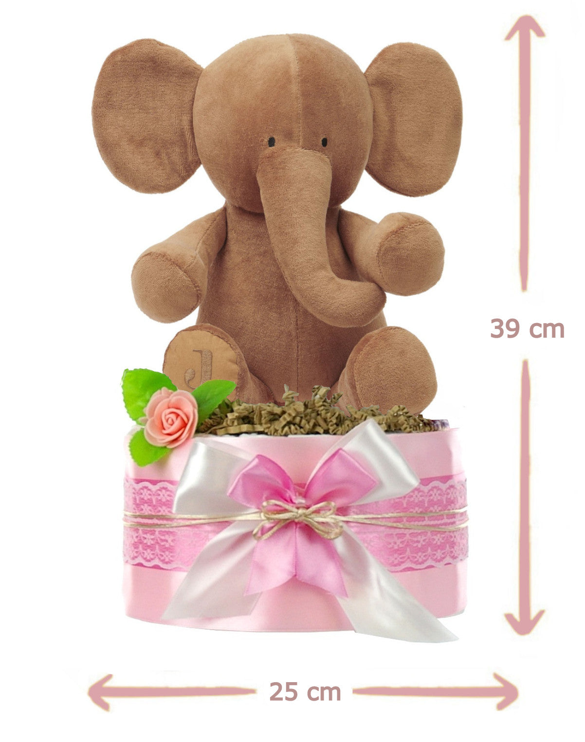 Windeltorte LITTLE PEANUT rosa mit Elefant