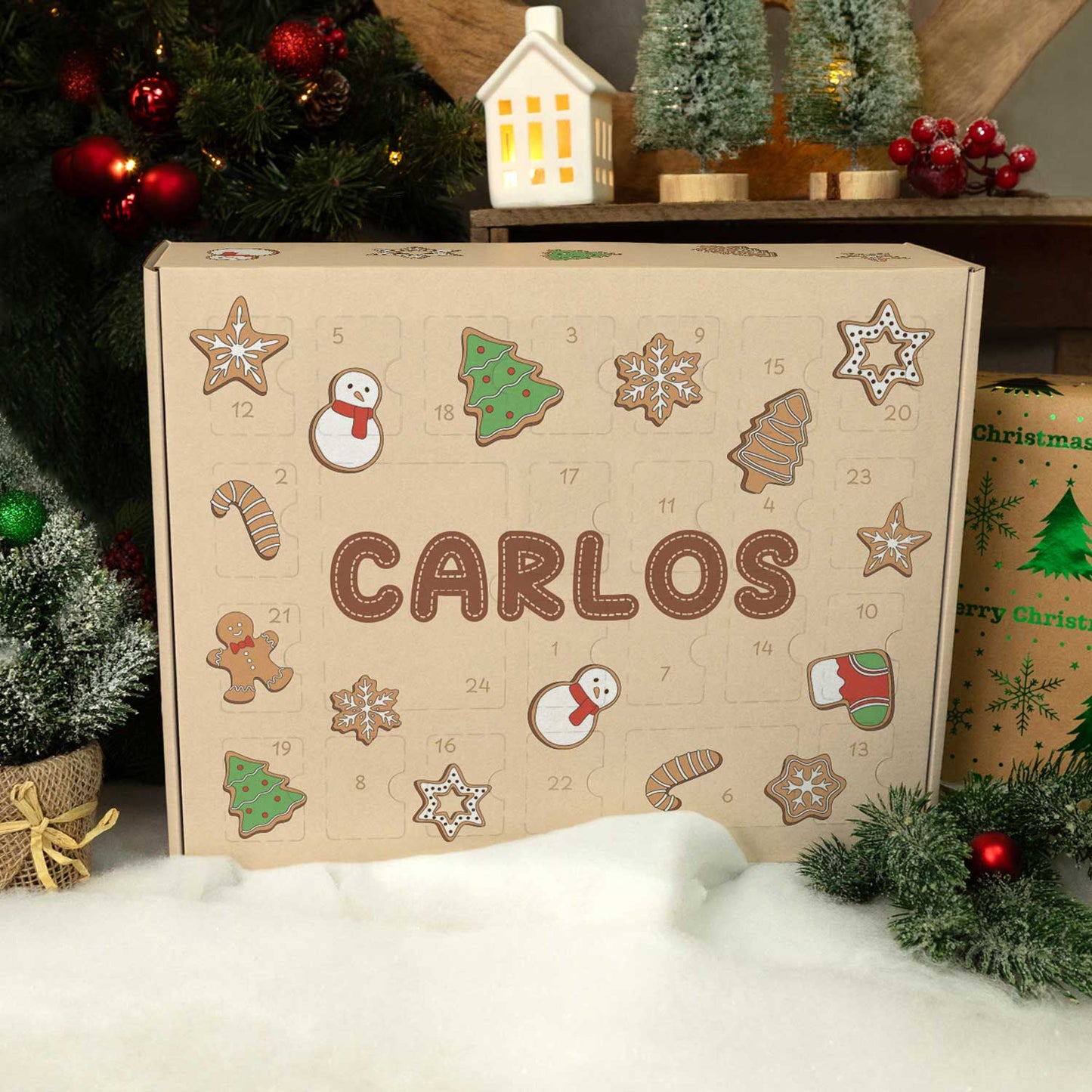 Personalisierter DIY Adventskalender mit Lebkuchen Design zum selbst Befüllen