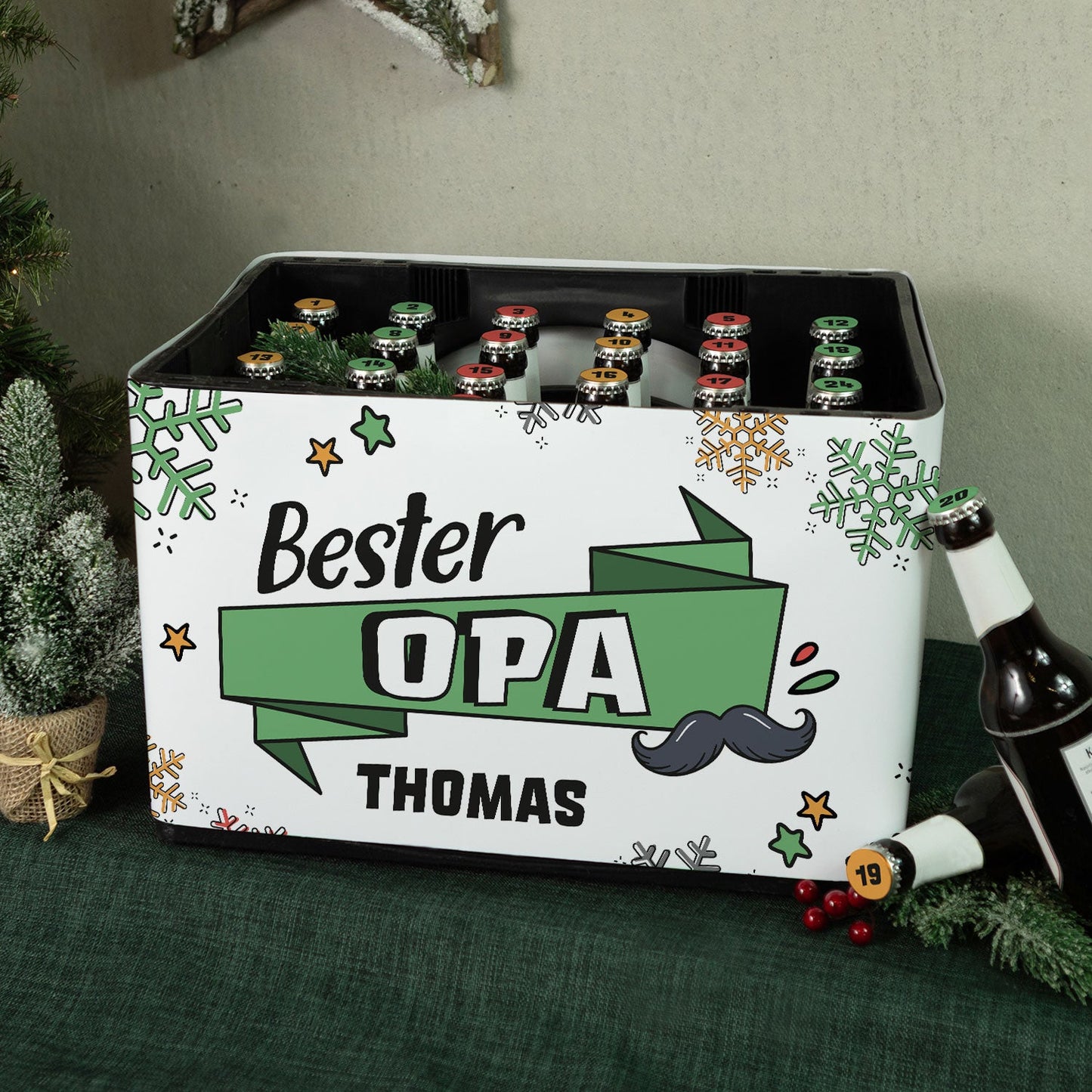 DIY Bierkasten Banderole mit 24 Deckelaufklebern - Bester Opa