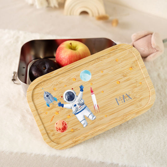 Brotdose mit Deckel für Kinder mit UV-Druck im "Astronaut" Design
