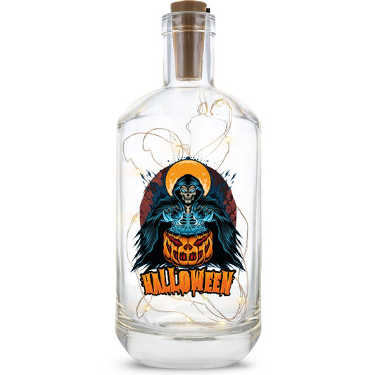 Flaschenlicht mit LED-Lichterkette im Halloween Reaper UV Design