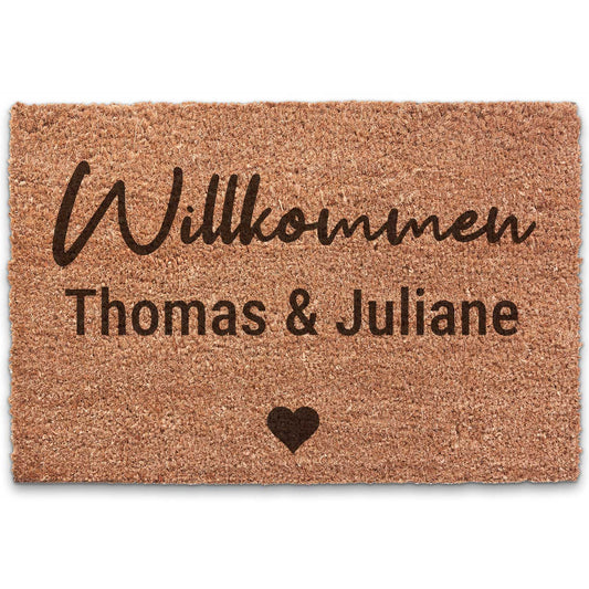 Personalisierte Kokos Fußmatte – Willkommen mit Euren Namen