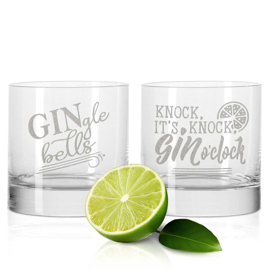2er Set Montana GIN-Gläser "GINgle bells" & "Knock Knock it´s Gin"