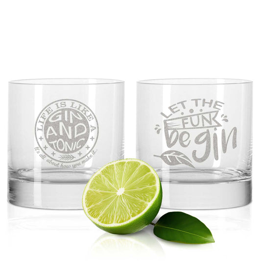 2er Set Montana GIN-Gläser "Life is like a Gin and Tonic & Let the fun beGin"