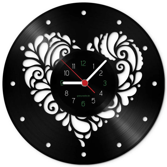 Wanduhr aus Vinyl Herzlich