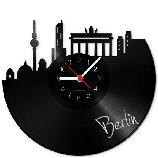 Wanduhr aus Vinyl Skyline Berlin