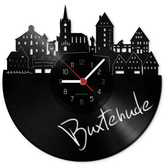 Wanduhr aus Vinyl Skyline Buxtehude