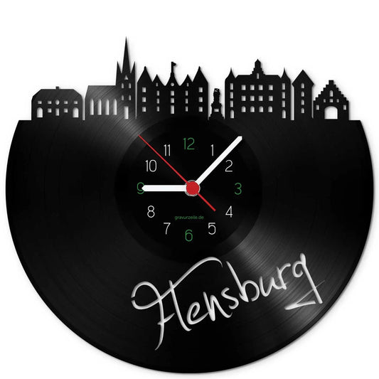 Wanduhr aus Vinyl Skyline Flensburg