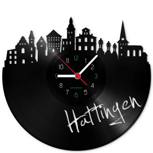 Wanduhr aus Vinyl Skyline Hattingen