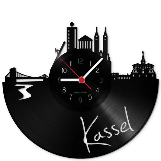 Wanduhr aus Vinyl Skyline Kassel