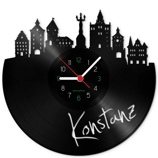 Wanduhr aus Vinyl Skyline Konstanz