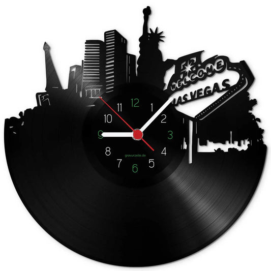 Wanduhr aus Vinyl Skyline Las Vegas 2017