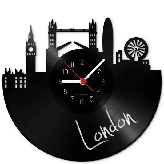 Wanduhr aus Vinyl Skyline London