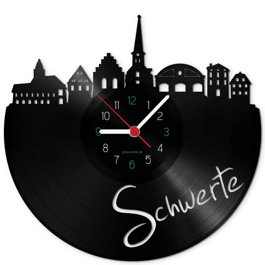 Wanduhr aus Vinyl Skyline Schwerte