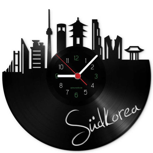 Wanduhr aus Vinyl Skyline Südkorea