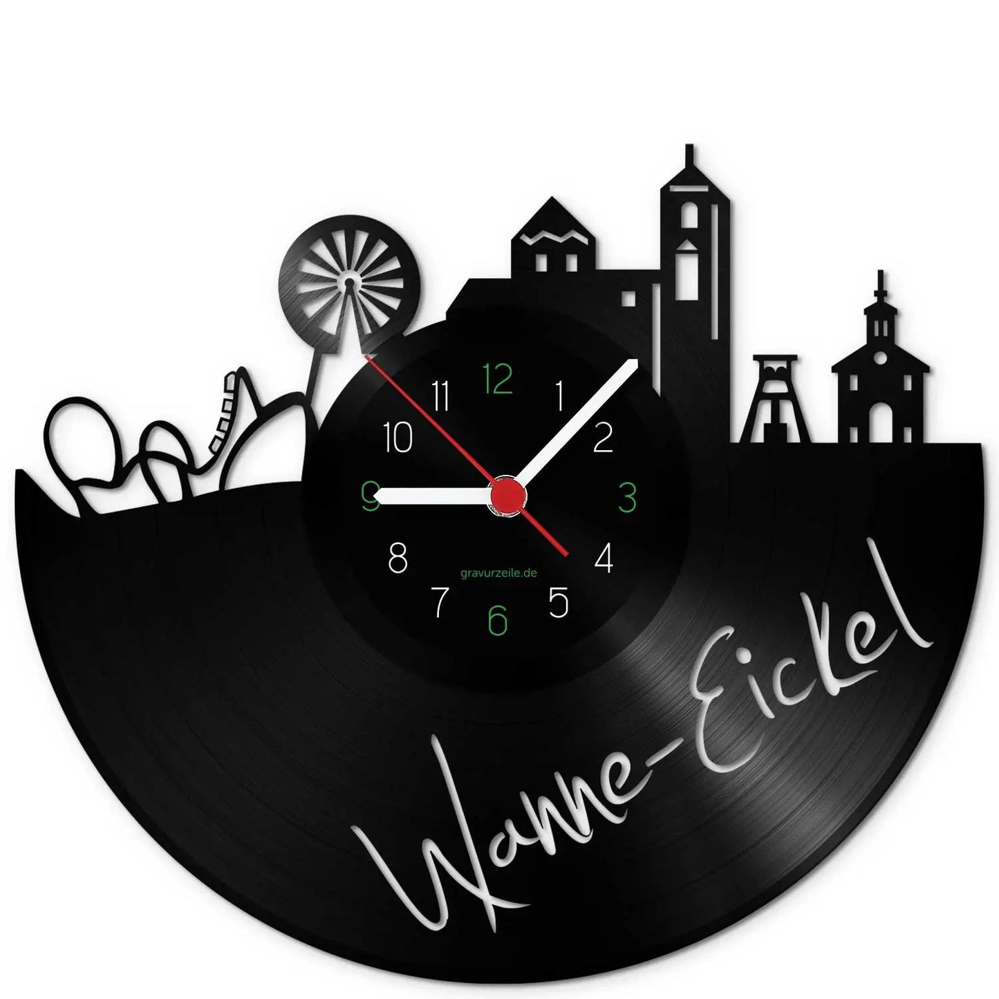 Wanduhr aus Vinyl Skyline Warnemünde