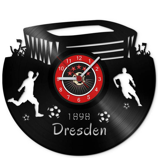 Fussball Wanduhr aus Vinyl Vereinsliebe Dresden