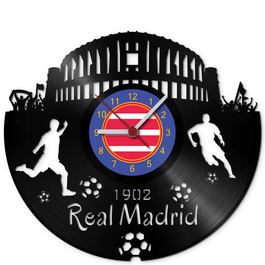 Fussball Wanduhr aus Vinyl Vereinsliebe Real Madrid