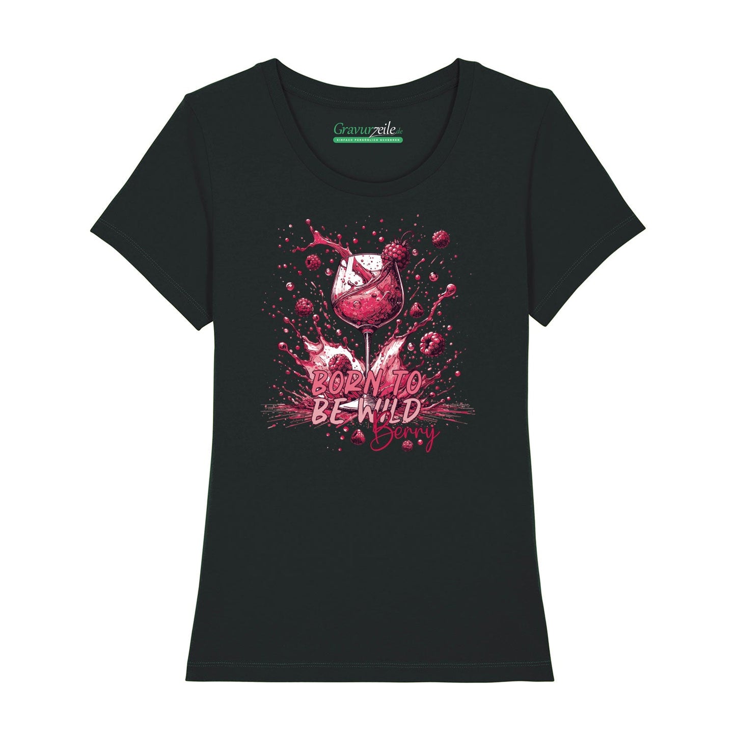 Bedrucktes T-Shirt für Damen - Born to be wild berry