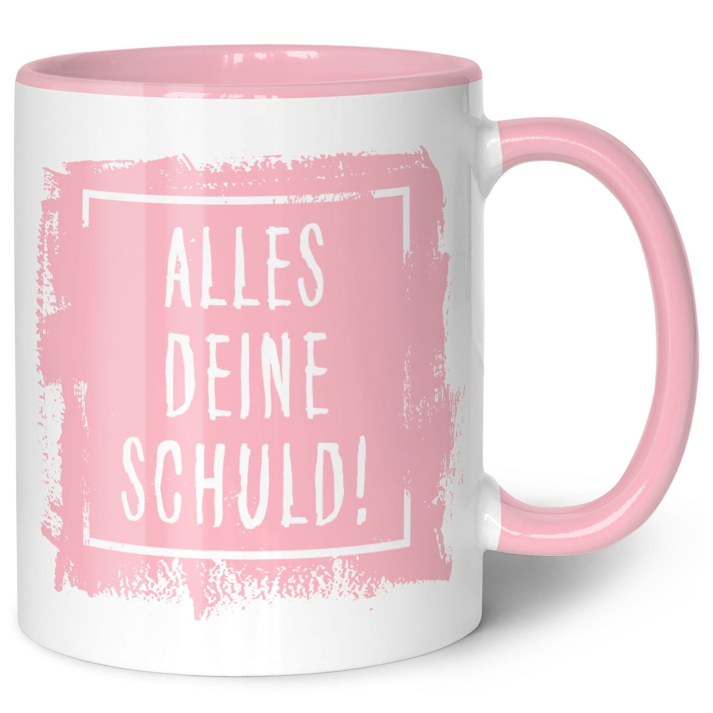 Bedruckte Tasse mit Spruch Alles Deine Schuld!