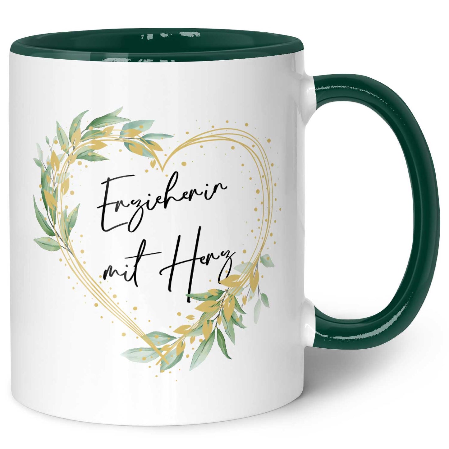 Bedruckte Tasse mit Spruch - Erzieherin mit Herz