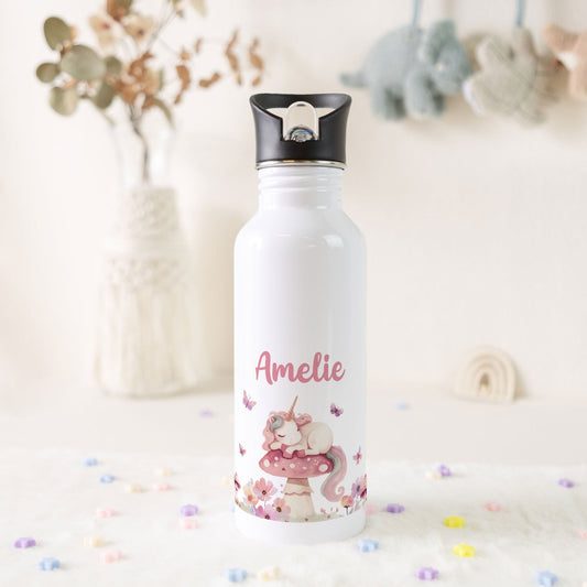 Bedruckte Trinkflasche aus Edelstahl - Schlafendes Einhorn