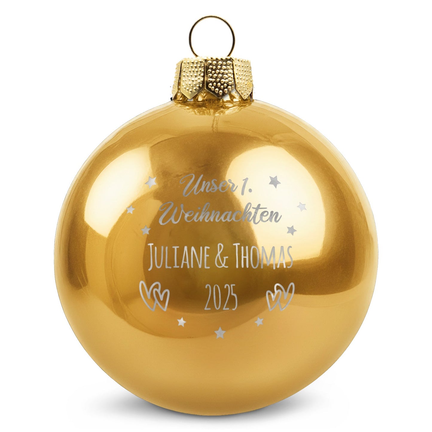 Gravierte Weihnachtskugel - Unser erstes Weihnachten für Paare