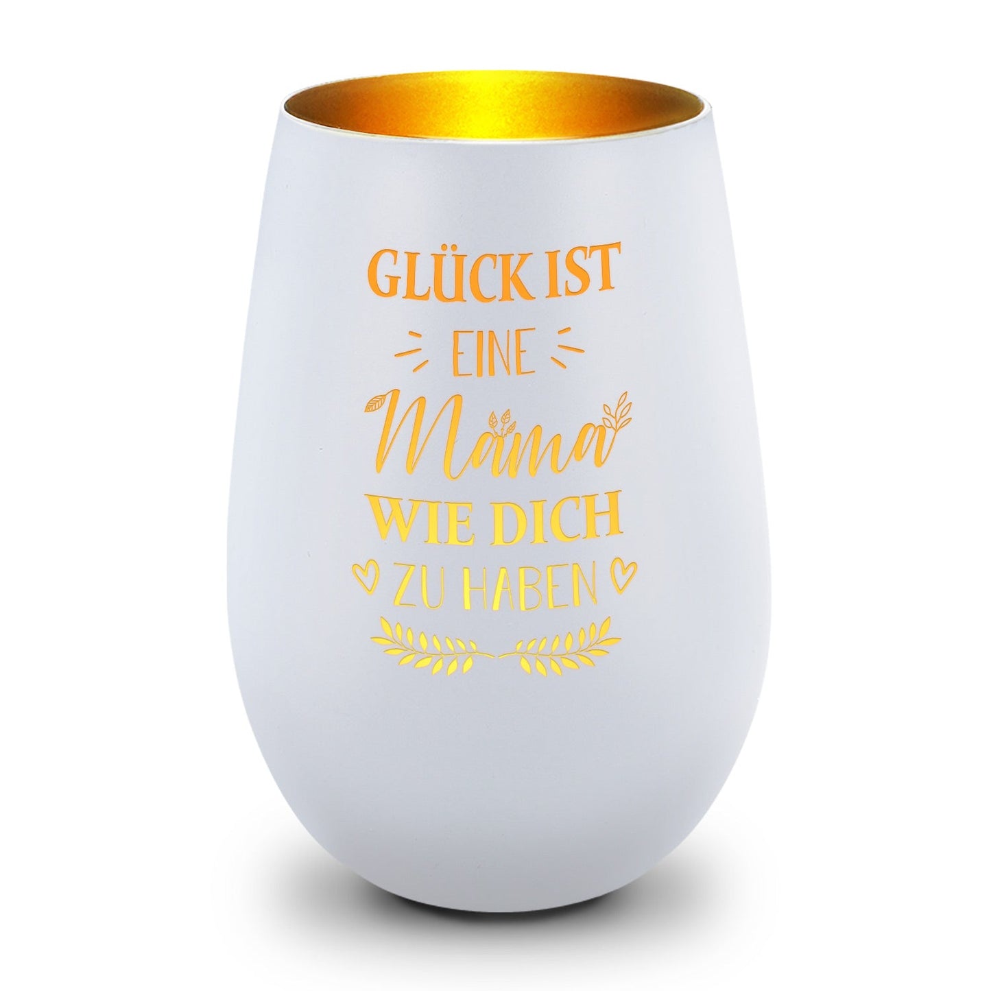 Deko Windlicht aus Glas mit Gravur - Glück ist eine Mama wie Dich zu haben