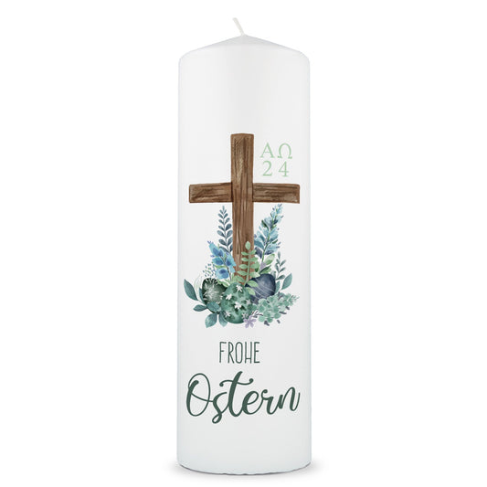 Große Kerze "Frohe Ostern Kreuz"